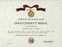 usmc good conduct medal certificate