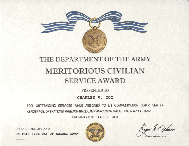 Army Meritorious Civilian Service Award 